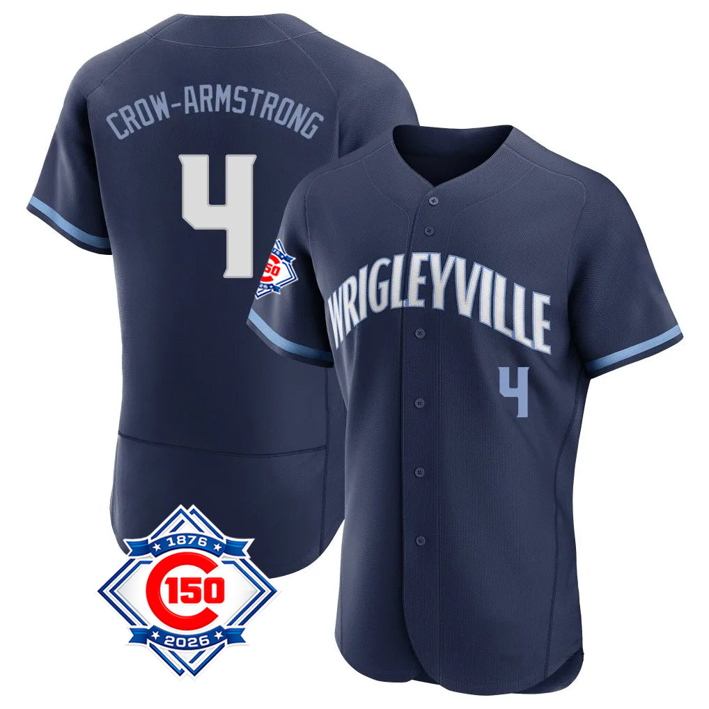 MATTH C.Cubs #4 Pete Crow-Armstrong Player Navy City Connect 150th Anniversary Limited Elite Home Stitched Jerseys