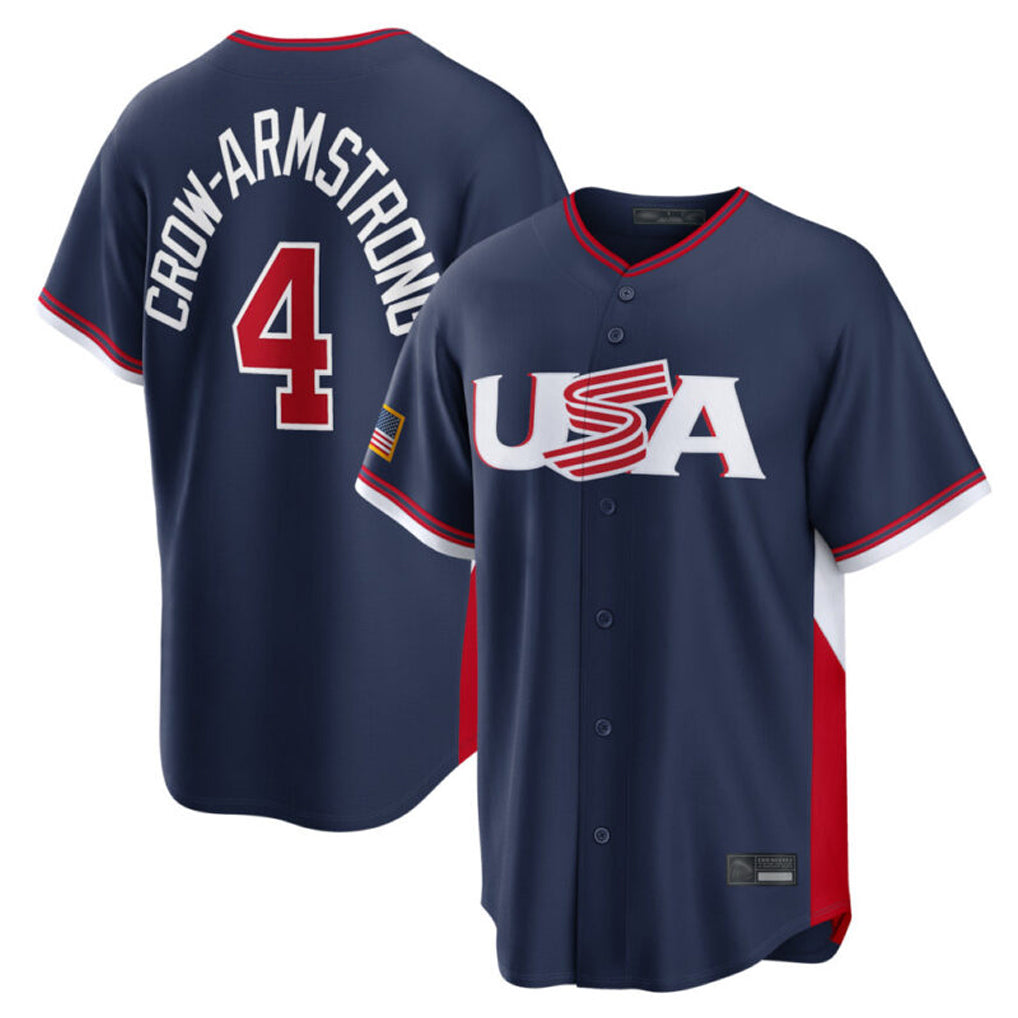 MATTH C.Cubs #4 Pete Crow-Armstrong Player Navy USA 2026 World Classic Home Limited Stitched Jerseys