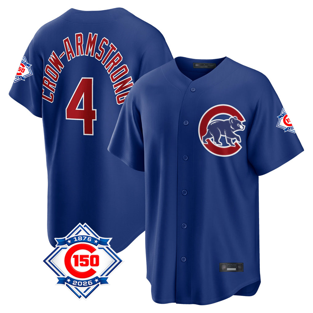 MATTH C.Cubs #4 Pete Crow-Armstrong Player Royal 150th Anniversary Home Game Stitched Jerseys