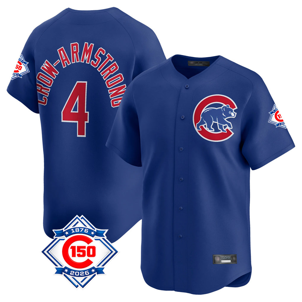 MATTH C.Cubs #4 Pete Crow-Armstrong Player Royal 150th Anniversary Limited Home Stitched Jerseys
