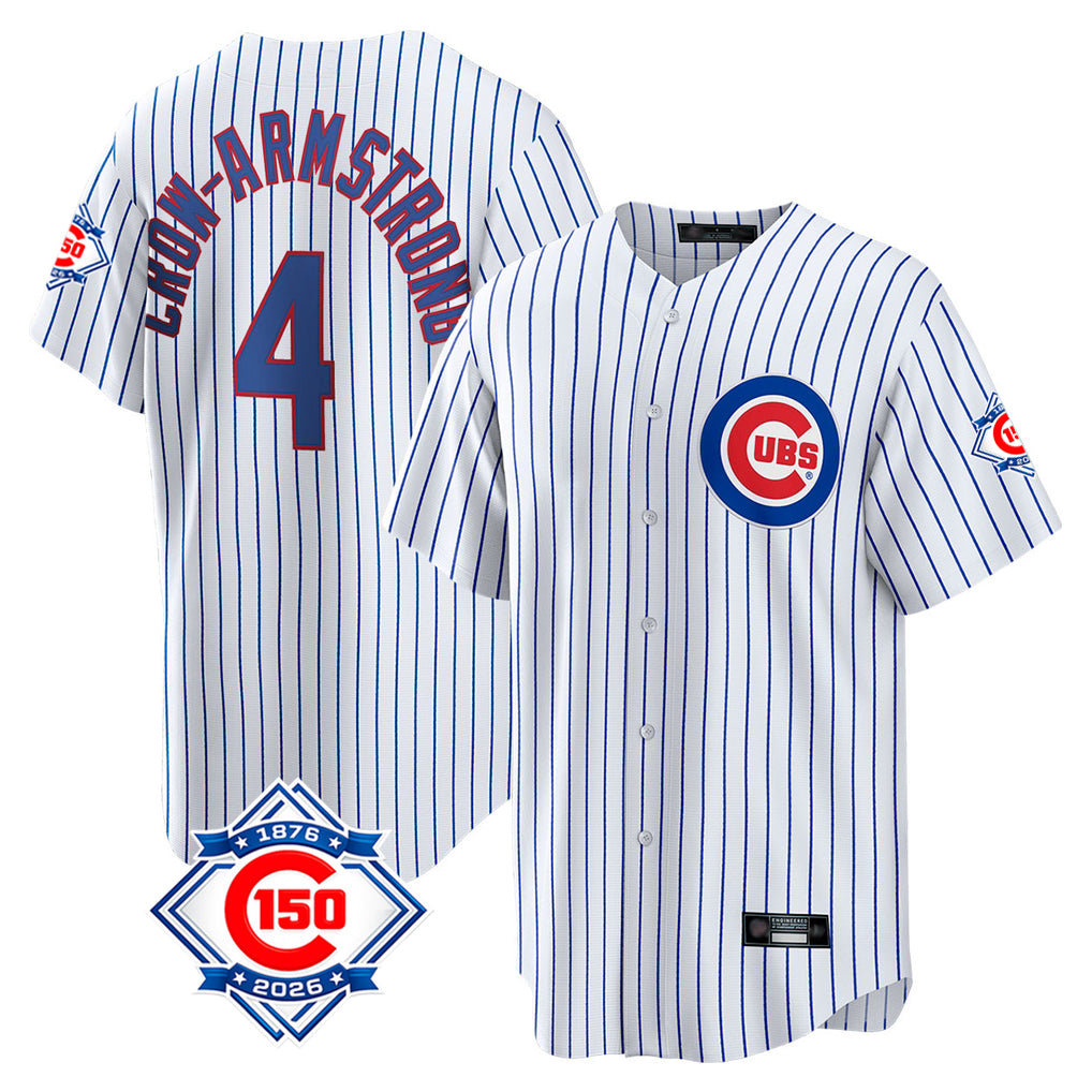 MATTH C.Cubs #4 Pete Crow-Armstrong Player White 150th Anniversary Home Game Stitched Jerseys
