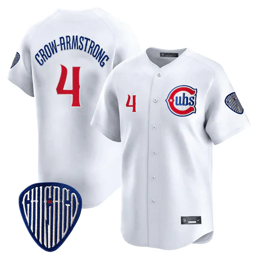 MATTH C.Cubs #4 Pete Crow-Armstrong Player White Vapor Premier Limited Home Stitched Jerseys