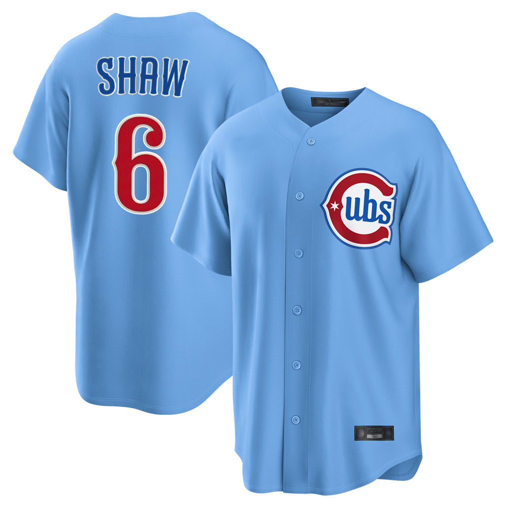 MATTH C.Cubs #6 Matt Shaw Player Light Blue Home Game Stitched Jerseys
