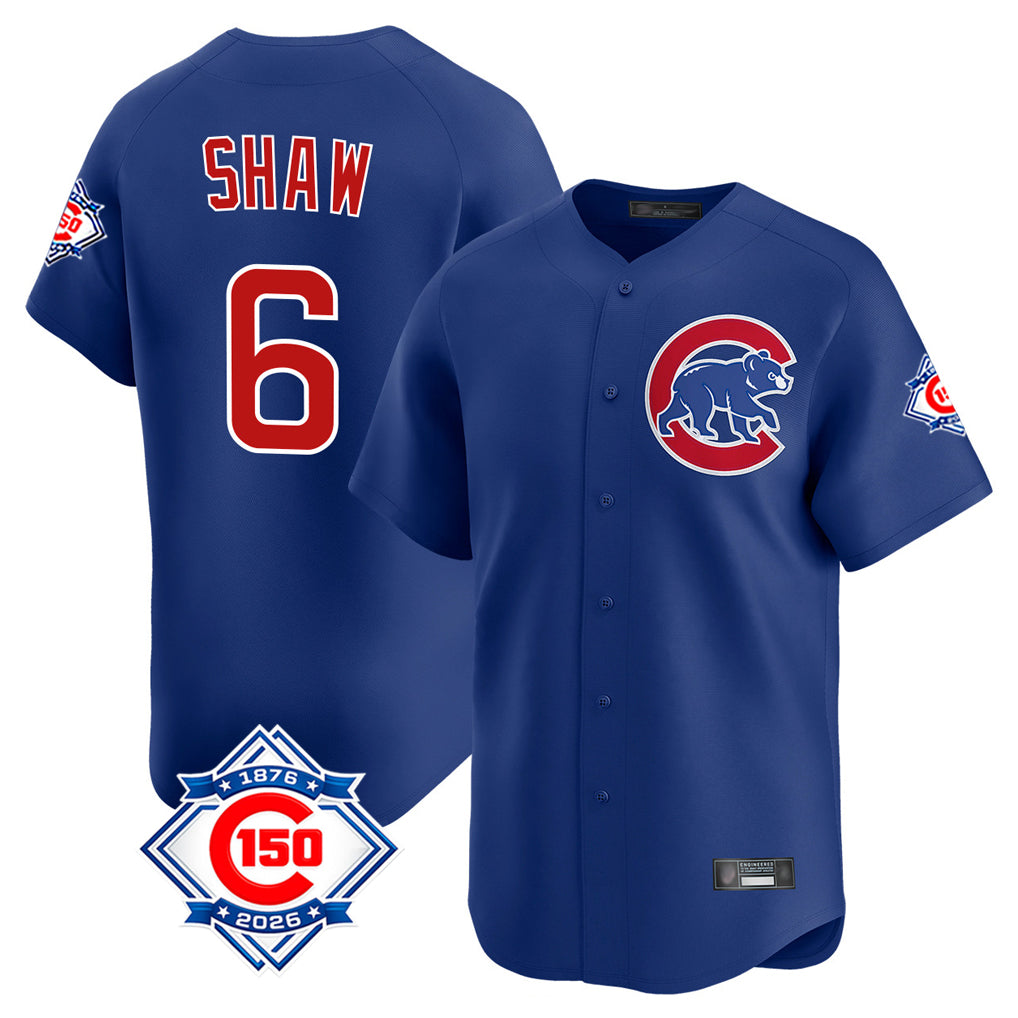 MATTH C.Cubs #6 Matt Shaw Player Royal 150th Anniversary Limited Home Stitched Jerseys