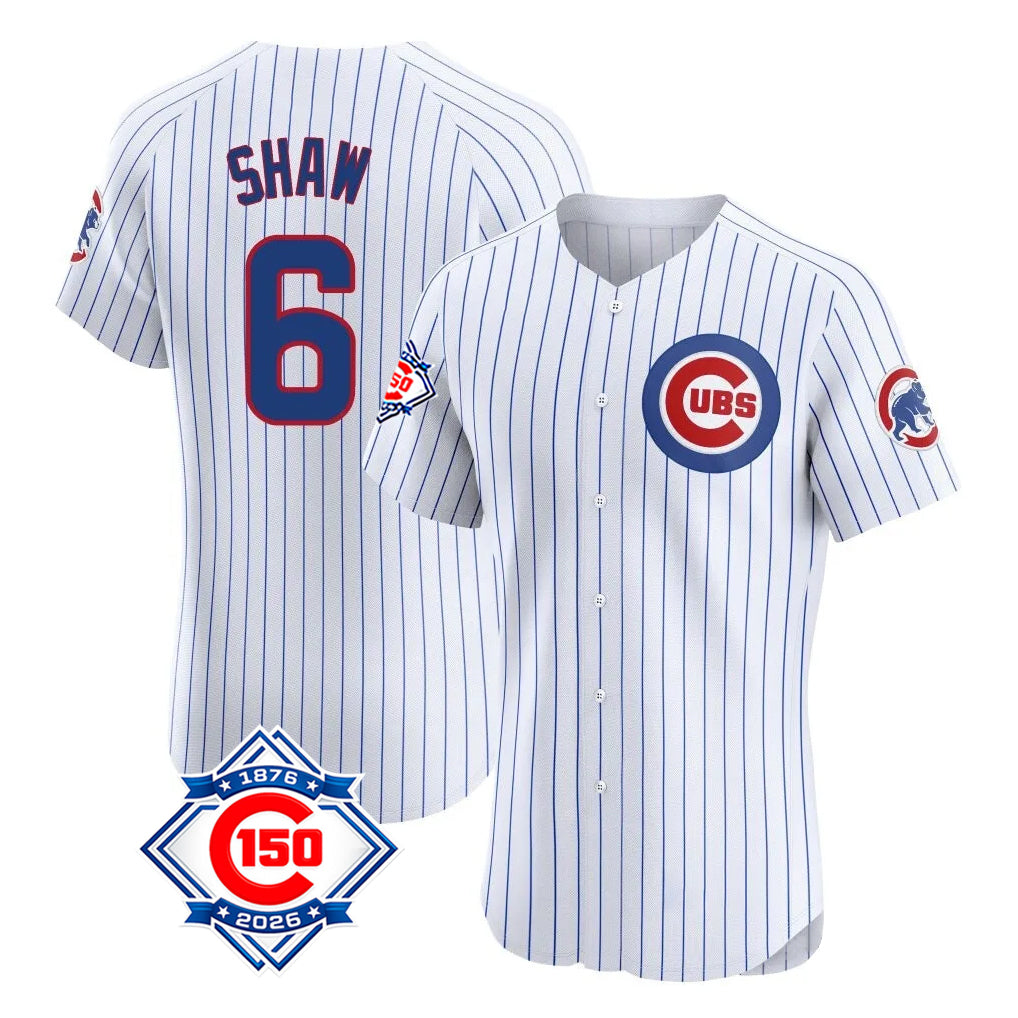MATTH C.Cubs #6 Matt Shaw Player White 150th Anniversary Limited Elite Home Game Stitched Jerseys