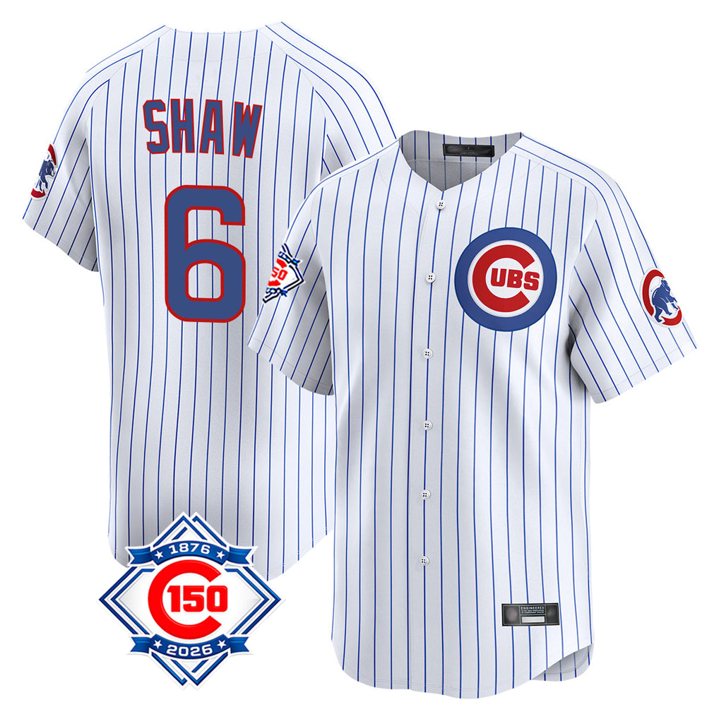 MATTH C.Cubs #6 Matt Shaw Player White 150th Anniversary Limited Home Game Stitched Jerseys