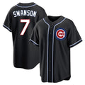 MATTH C.Cubs #7 Dansby Swanson Player Black Fashion Out Game Stitched Jerseys