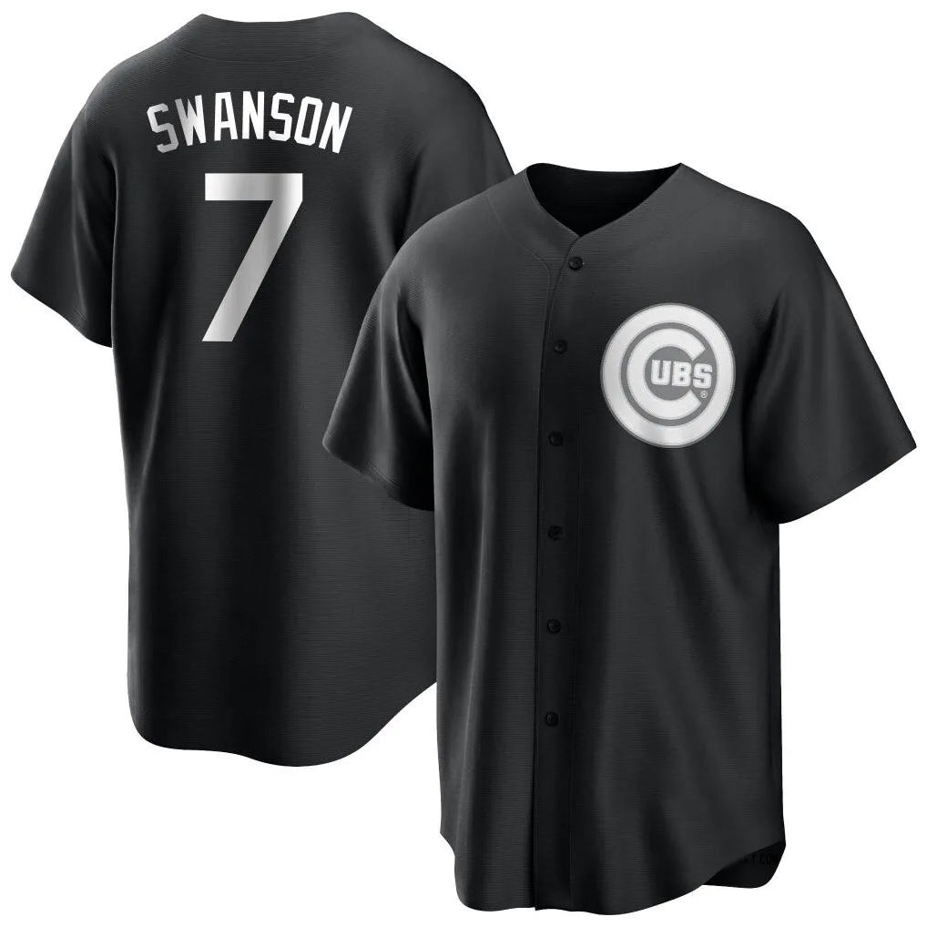 MATTH C.Cubs #7 Dansby Swanson Player Black Game Stitched Jerseys