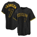 MATTH C.Cubs #7 Dansby Swanson Player Black Snake Skin City Game Stitched Jerseys