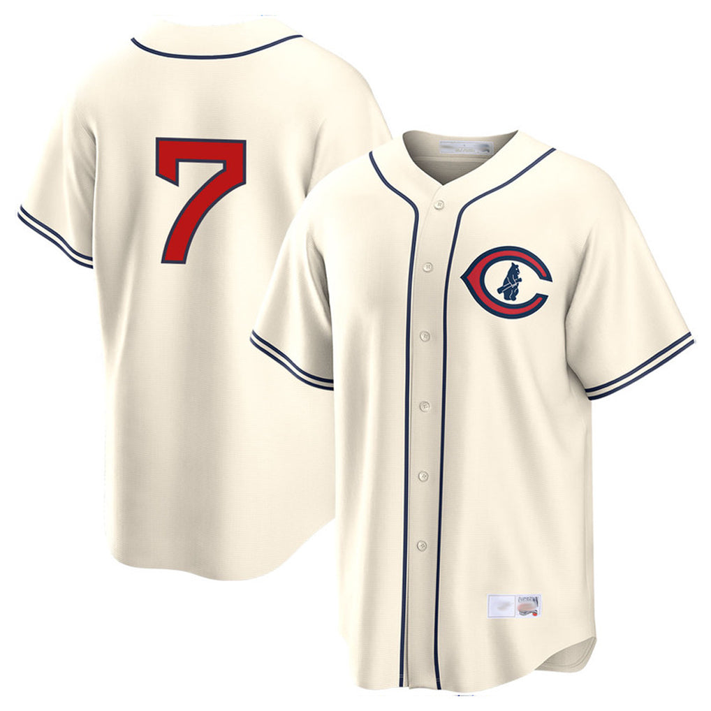 MATTH C.Cubs #7 Dansby Swanson Player Cream Field of Dreams Home Game Stitched Jerseys