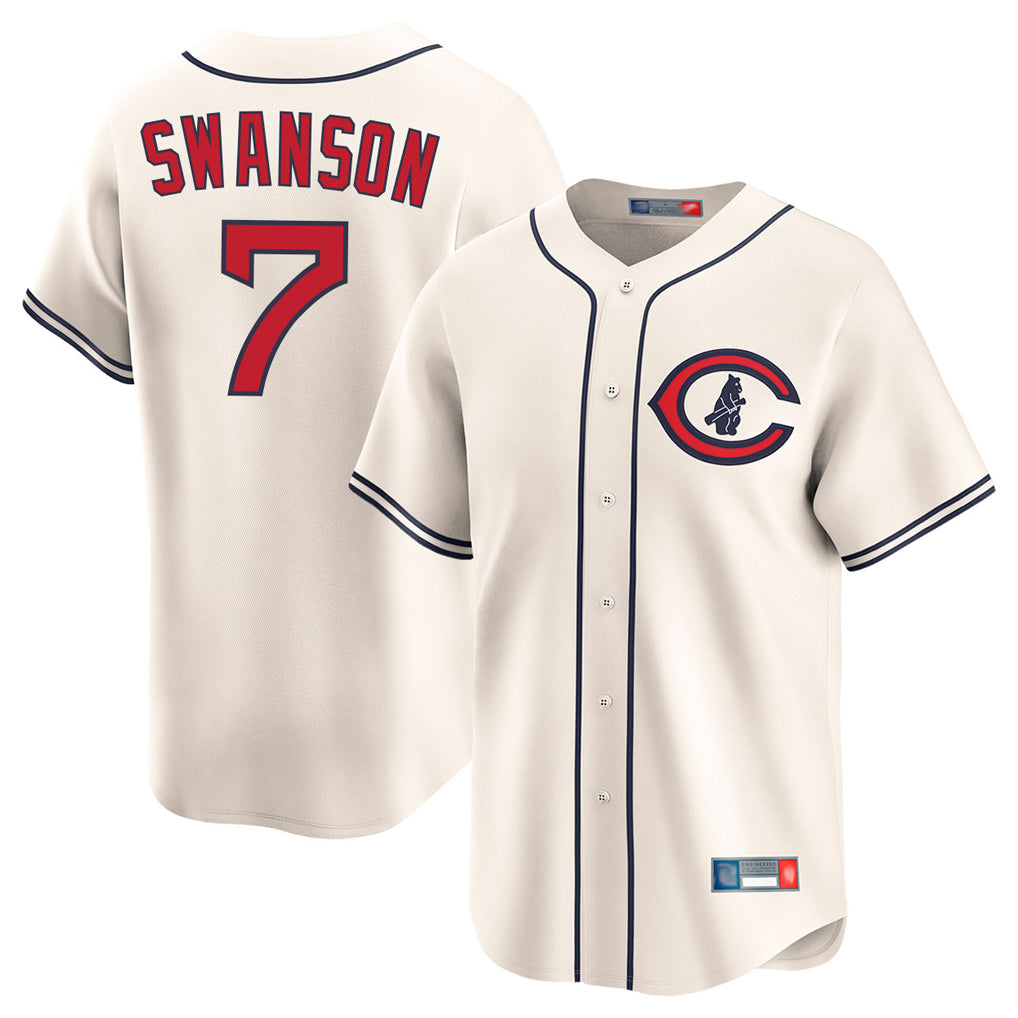 MATTH C.Cubs #7 Dansby Swanson Player Cream Field of Dreams Limited Home Game Stitched Jerseys
