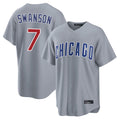MATTH C.Cubs #7 Dansby Swanson Player Gray Home Game Stitched Jerseys