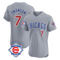 MATTH C.Cubs #7 Dansby Swanson Player Gray Road 150th Anniversary Limited Elite Home Stitched Jerseys