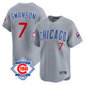 MATTH C.Cubs #7 Dansby Swanson Player Gray Road 150th Anniversary Limited Home Stitched Jerseys