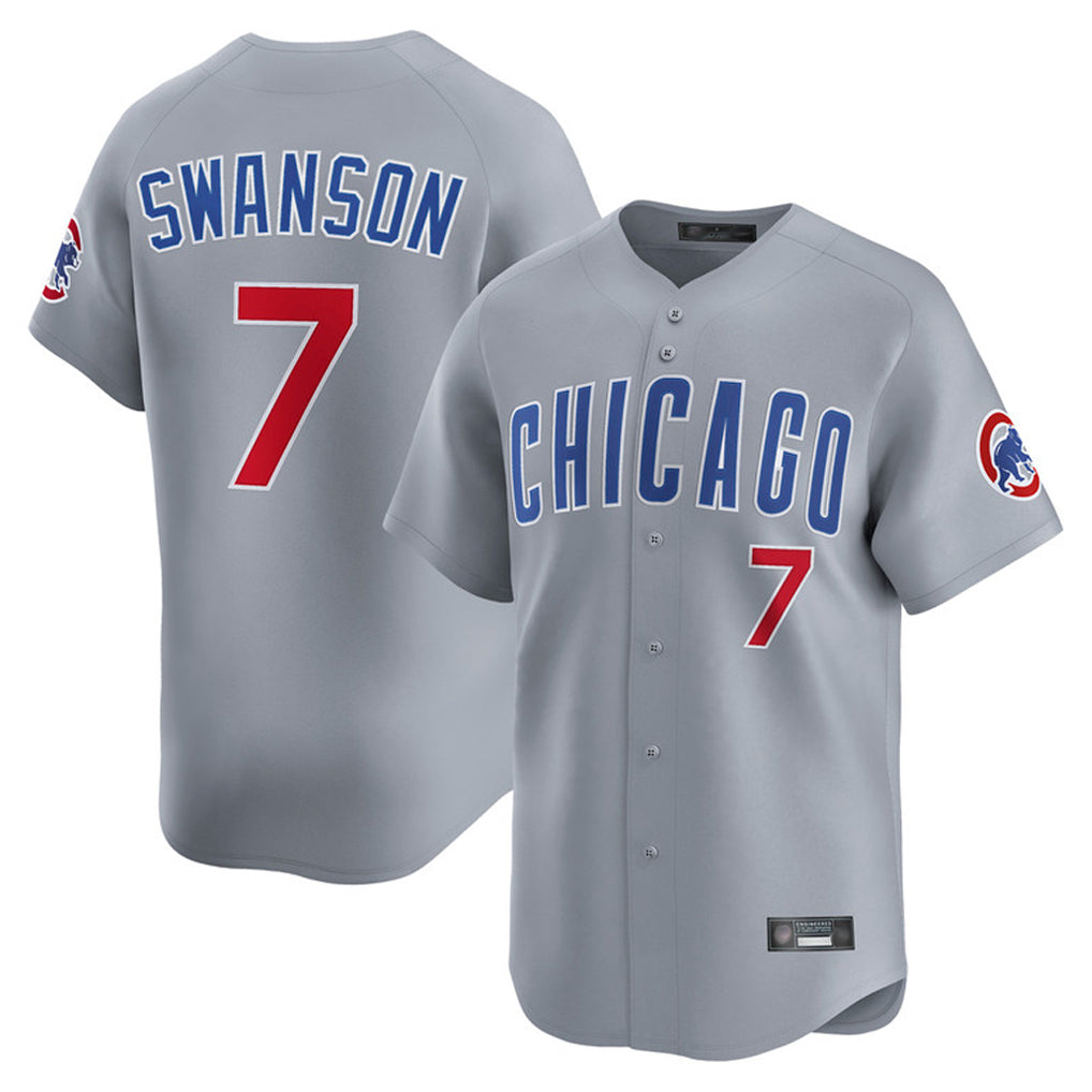 MATTH C.Cubs #7 Dansby Swanson Player Gray Road Limited Home Stitched Jerseys