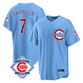 MATTH C.Cubs #7 Dansby Swanson Player Light Blue 150th Anniversary Home Game Stitched Jerseys