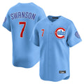 MATTH C.Cubs #7 Dansby Swanson Player Light Blue Limited Home Stitched Jerseys