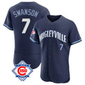 MATTH C.Cubs #7 Dansby Swanson Player Navy City Connect 150th Anniversary Limited Elite Home Stitched Jerseys