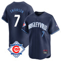 MATTH C.Cubs #7 Dansby Swanson Player Navy City Connect 150th Anniversary Limited Home Stitched Jerseys
