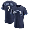 MATTH C.Cubs #7 Dansby Swanson Player Navy City Connect Limited Elite Home Stitched Jerseys