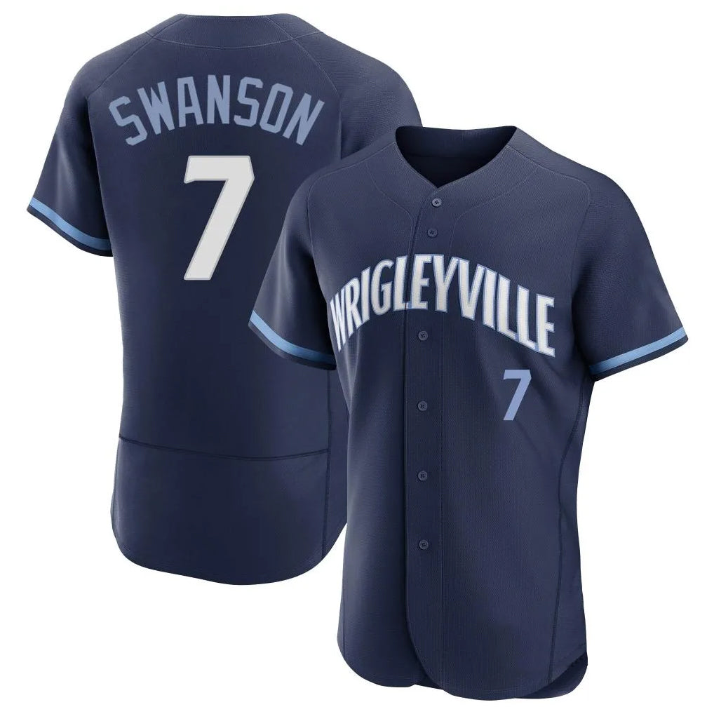 MATTH C.Cubs #7 Dansby Swanson Player Navy City Connect Limited Elite Home Stitched Jerseys