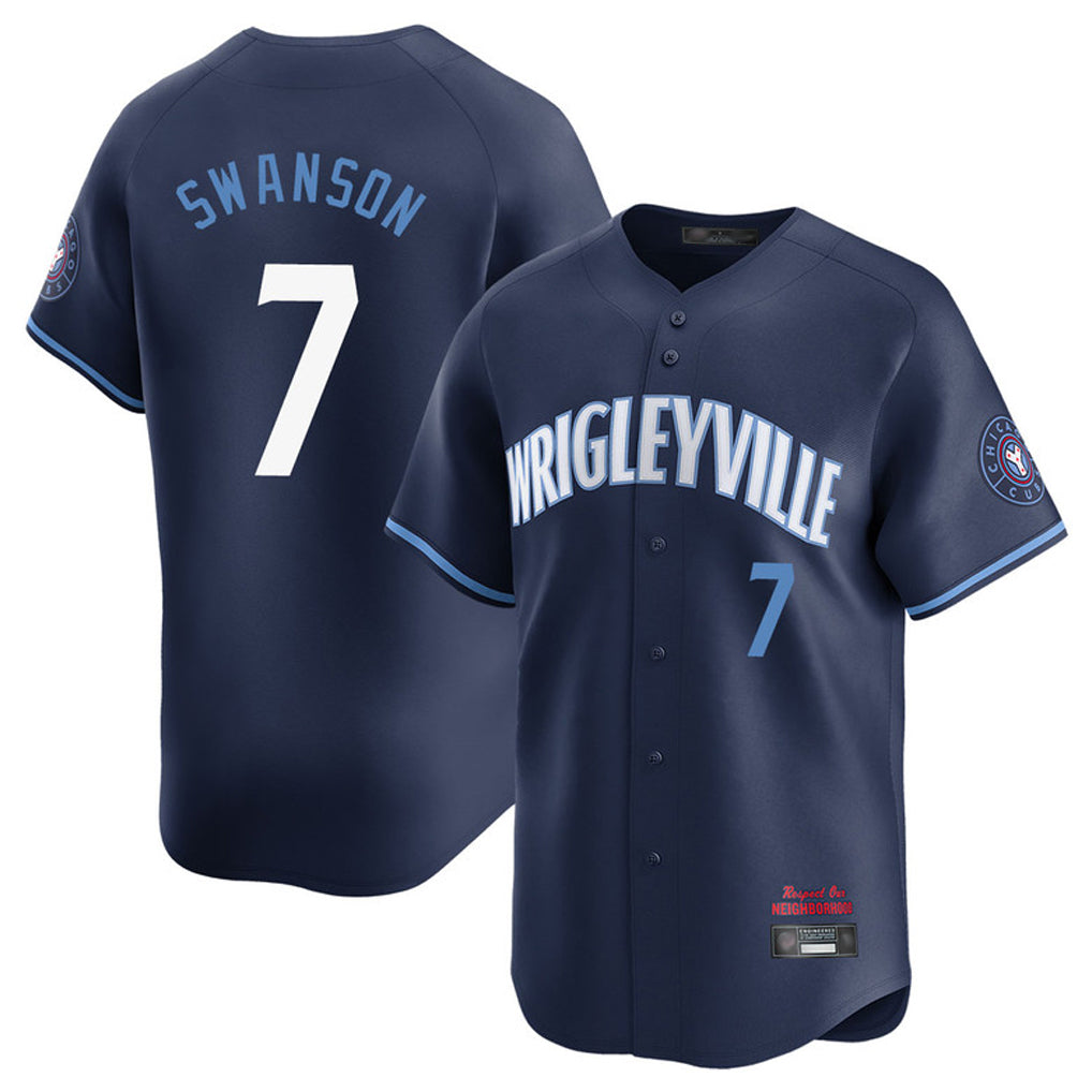 MATTH C.Cubs #7 Dansby Swanson Player Navy City Connect Limited Home Stitched Jerseys