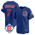 MATTH C.Cubs #7 Dansby Swanson Player Royal 150th Anniversary Limited Home Stitched Jerseys