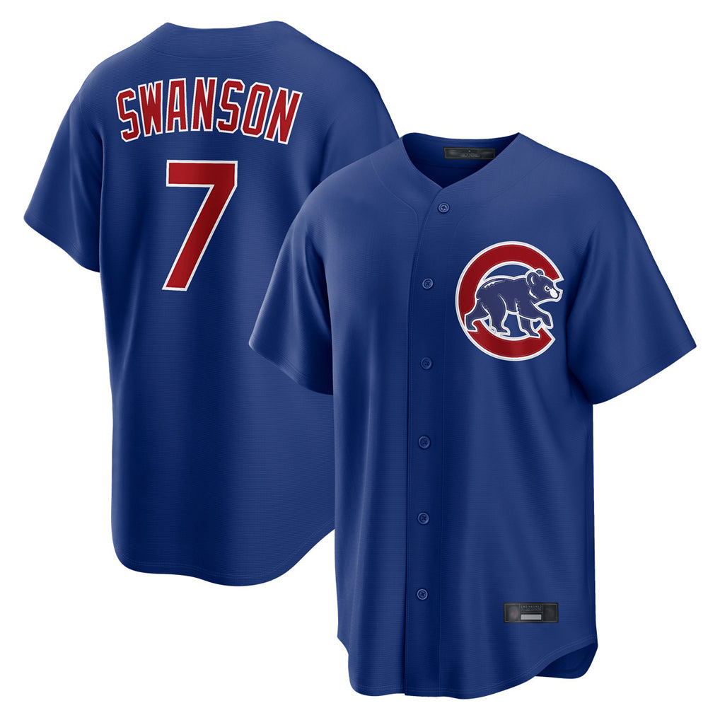 MATTH C.Cubs #7 Dansby Swanson Player Royal Home Game Stitched Jerseys