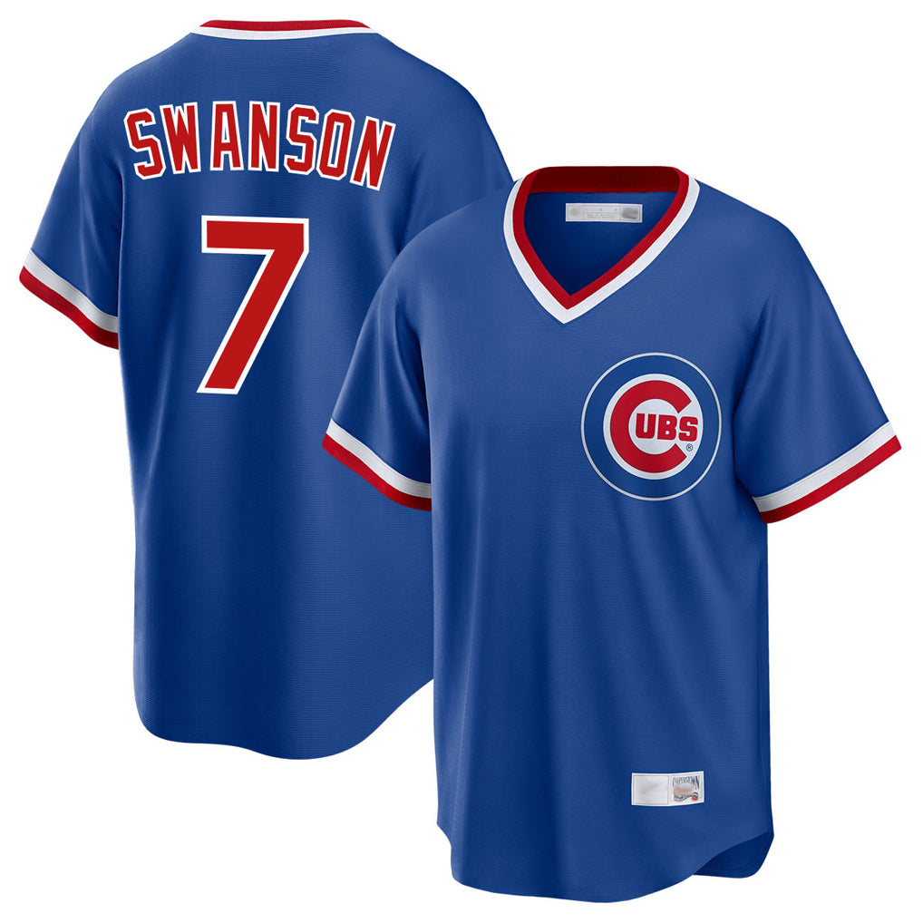 MATTH C.Cubs #7 Dansby Swanson Player Royal T-shirt Cooperstown Collection Limited Stitched Jerseys