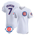 MATTH C.Cubs #7 Dansby Swanson Player White Limited Elite Home Game Stitched Jerseys