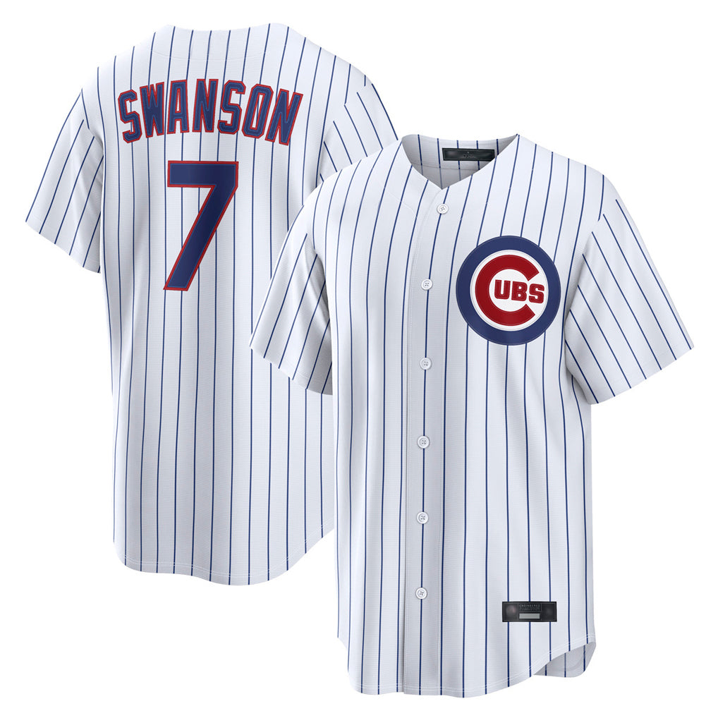 MATTH C.Cubs #7 Dansby Swanson Player White Game Home Stitched Jerseys