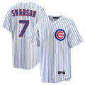 MATTH C.Cubs #7 Dansby Swanson Player White Home Game Stitched Jerseys