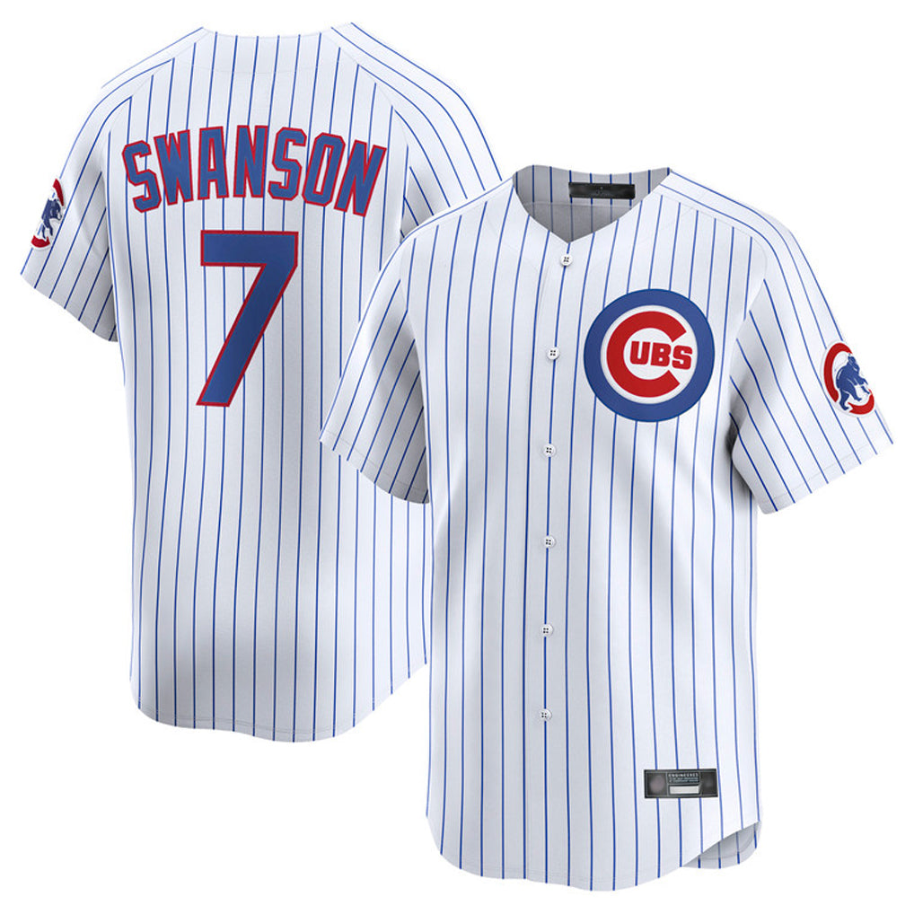 MATTH C.Cubs #7 Dansby Swanson Player White Limited Home Game Stitched Jerseys