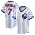 MATTH C.Cubs #7 Dansby Swanson Player White T-shirt Cooperstown Collection Limited Stitched Jerseys