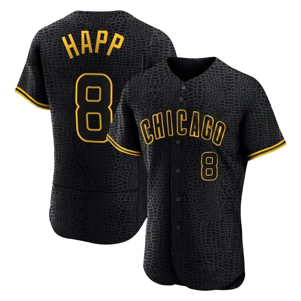 MATTH C.Cubs #8 Ian Happ Player Black Snake Skin City Limited Elite Home Game Stitched Jerseys