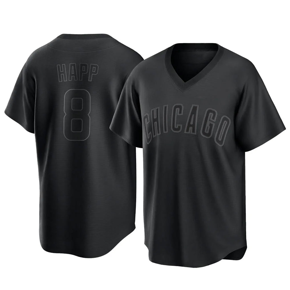 MATTH C.Cubs #8 Ian Happ Player Black T-shirt Home Game Stitched Jerseys