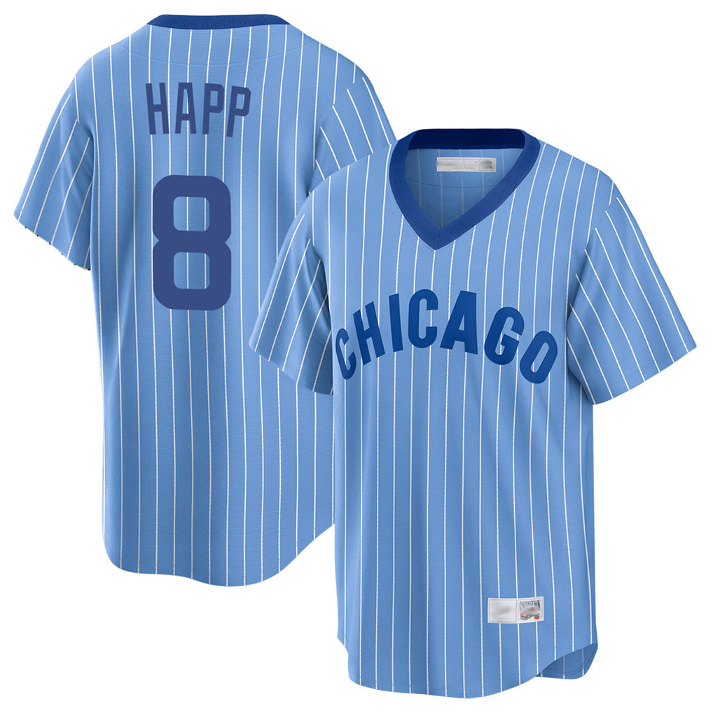 MATTH C.Cubs #8 Ian Happ Player Blue T-shirt Cooperstown Collection Limited Stitched Jerseys