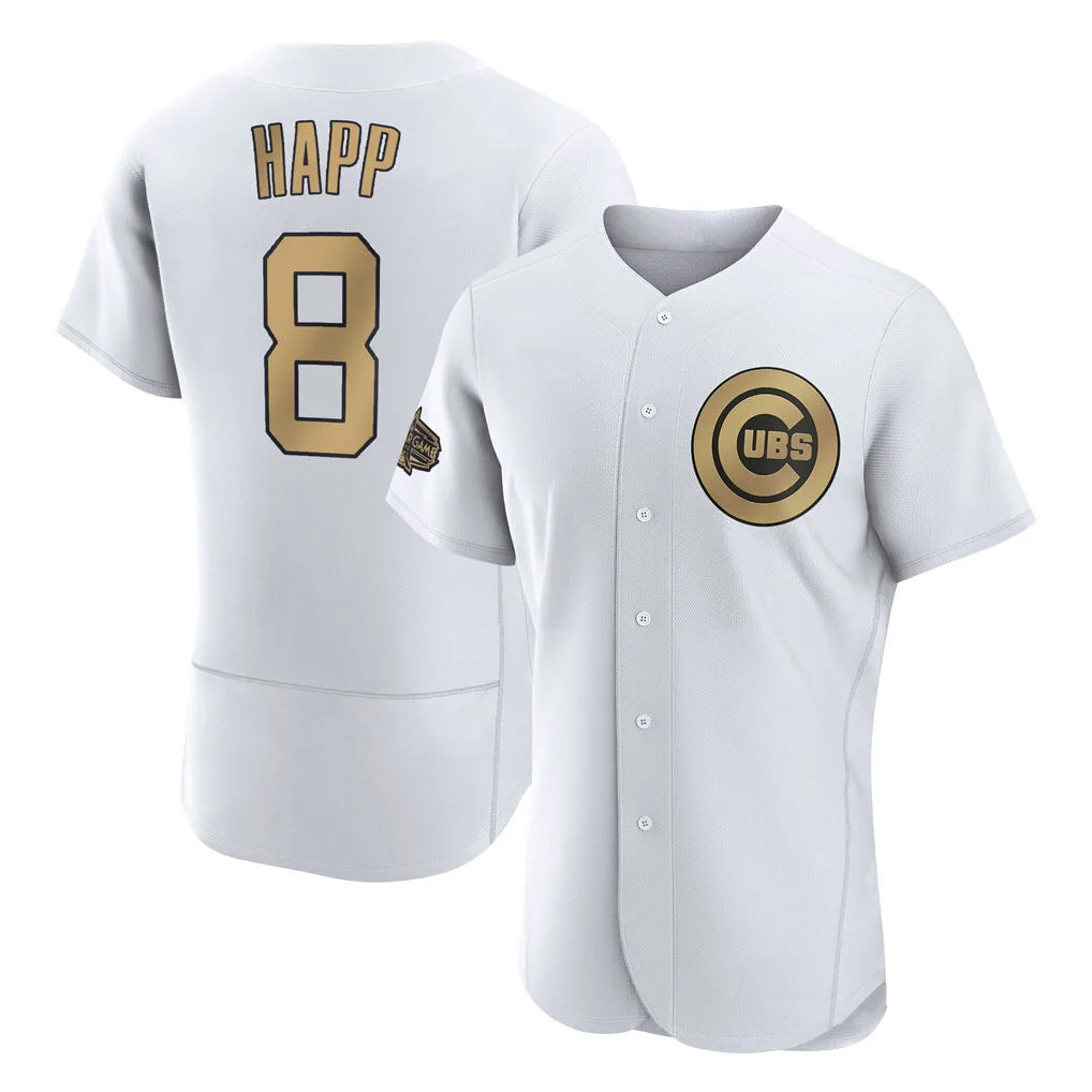 MATTH C.Cubs #8 Ian Happ Player Gold All-Star Limited Elite Home Game Stitched Jerseys