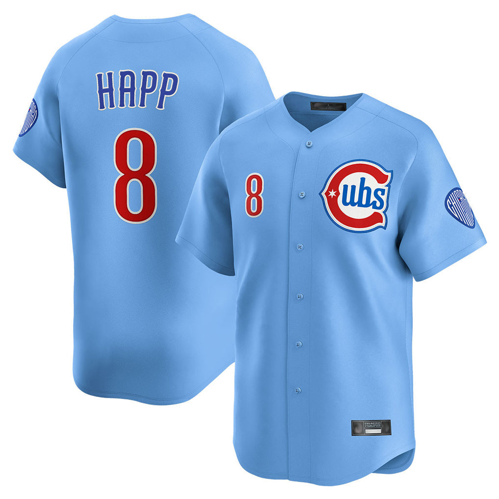 MATTH C.Cubs #8 Ian Happ Player Light Blue Limited Home Stitched Jerseys