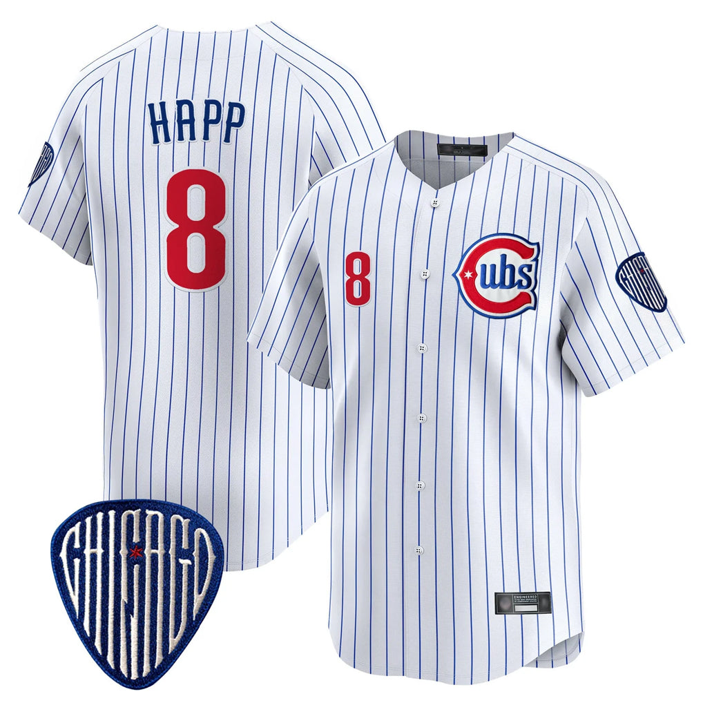 MATTH C.Cubs #8 Ian Happ Player White Pinstripe Vapor Premier Limited Home Stitched Jerseys