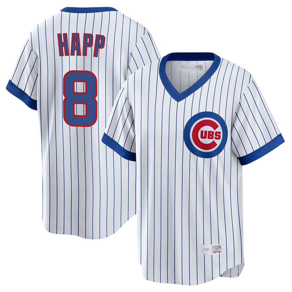 MATTH C.Cubs #8 Ian Happ Player White T-shirt Cooperstown Collection Limited Stitched Jerseys