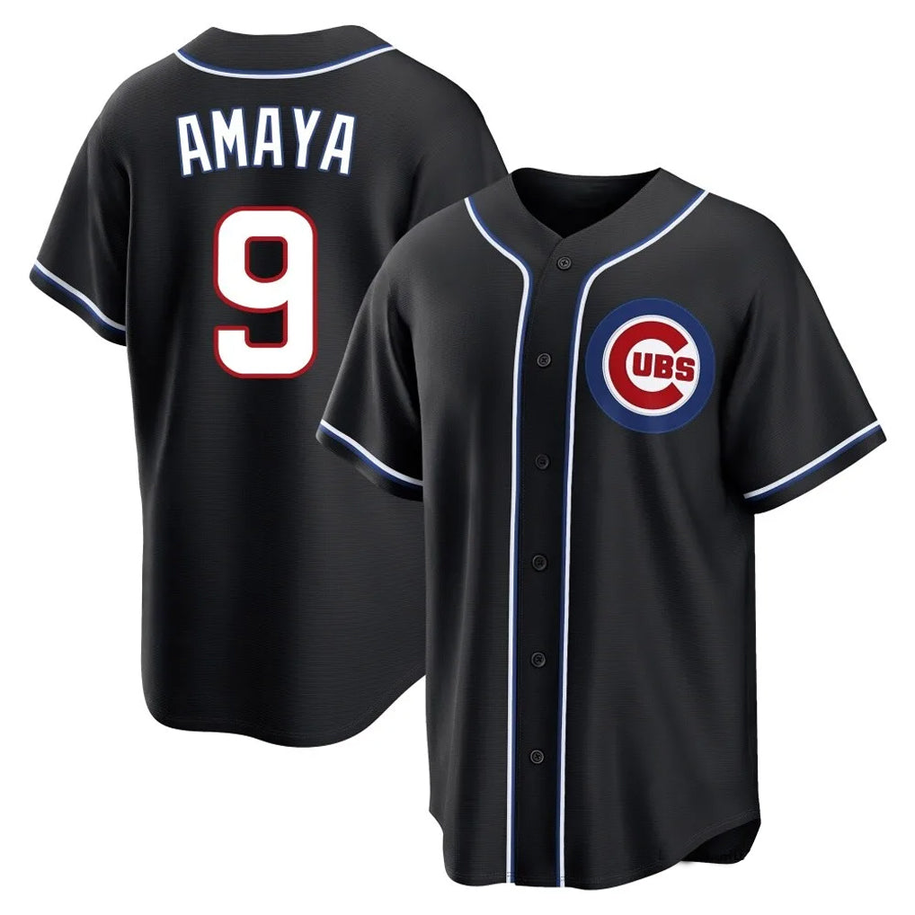 MATTH C.Cubs #9 Miguel Amaya Player Black Fashion Out Game Stitched Jerseys