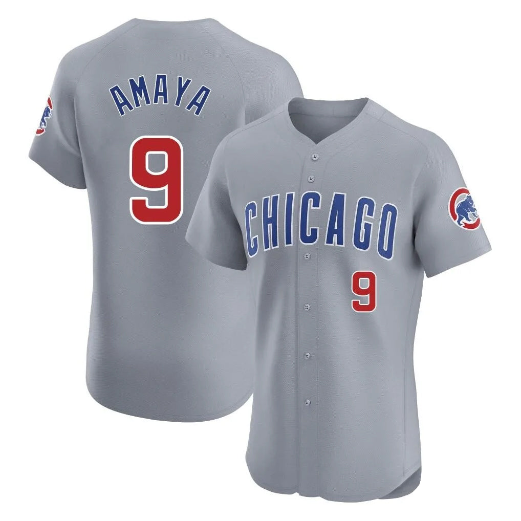 MATTH C.Cubs #9 Miguel Amaya Player Gray Road Limited Elite Home Stitched Jerseys