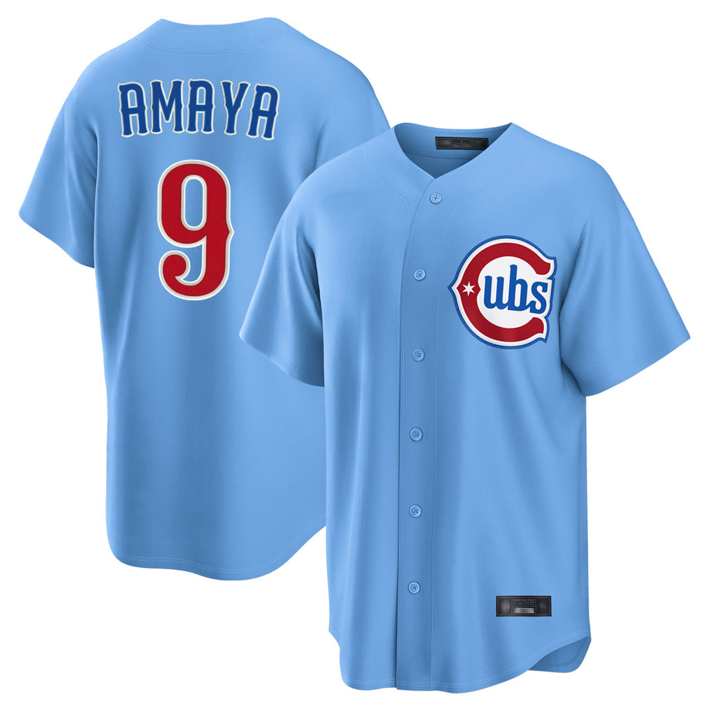 MATTH C.Cubs #9 Miguel Amaya Player Light Blue Home Game Stitched Jerseys