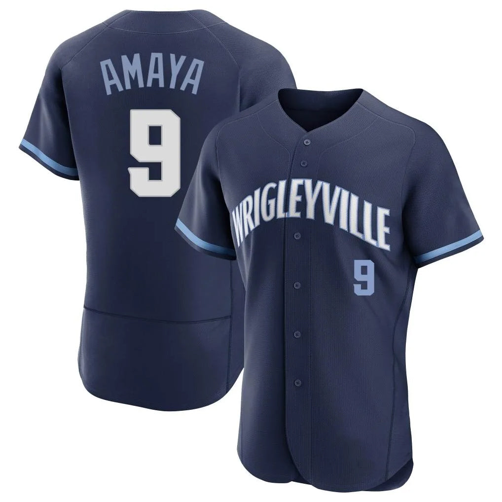 MATTH C.Cubs #9 Miguel Amaya Player Navy City Connect Limited Elite Home Stitched Jerseys
