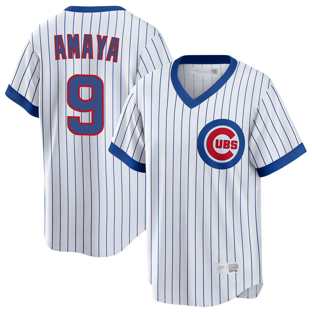 MATTH C.Cubs #9 Miguel Amaya Player White T-shirt Cooperstown Collection Limited Stitched Jerseys