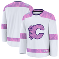 MATTH C.Flames White 2024 Hockey Fights Cancer Practice Jerseys