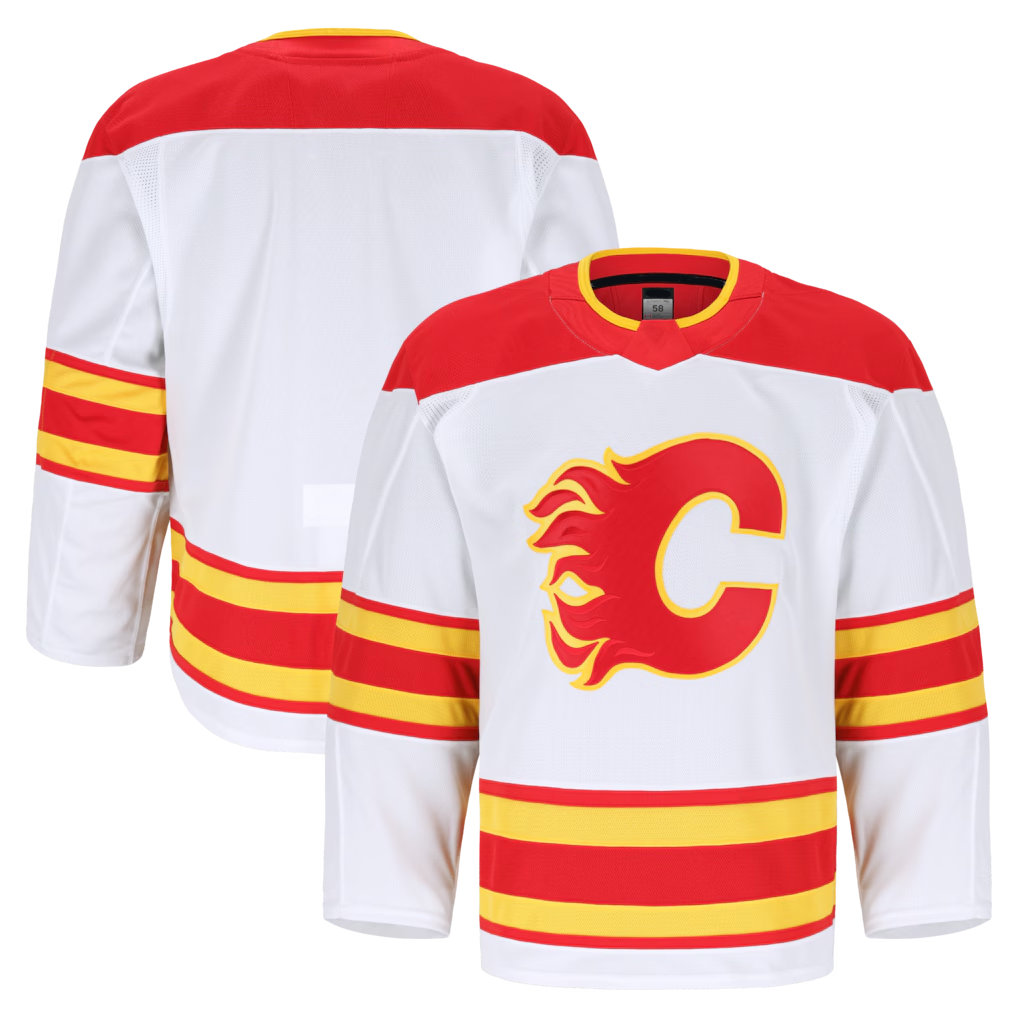MATTH C.Flames White Away Authentic Pro Jerseys