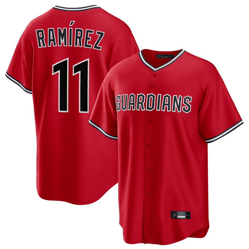 MATTH C.Guardians #11 Jose Ramirez Player Red Home Game Stitched Jerseys