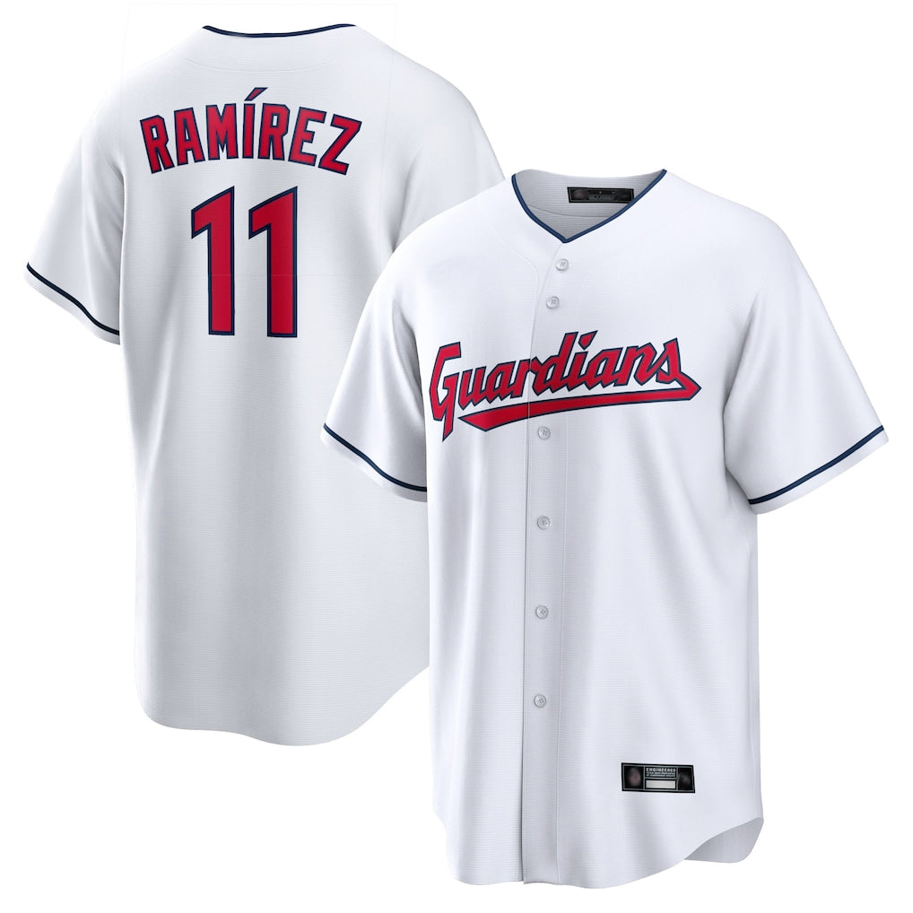 MATTH C.Guardians #11 Jose Ramirez Player White Home Game Stitched Jerseys